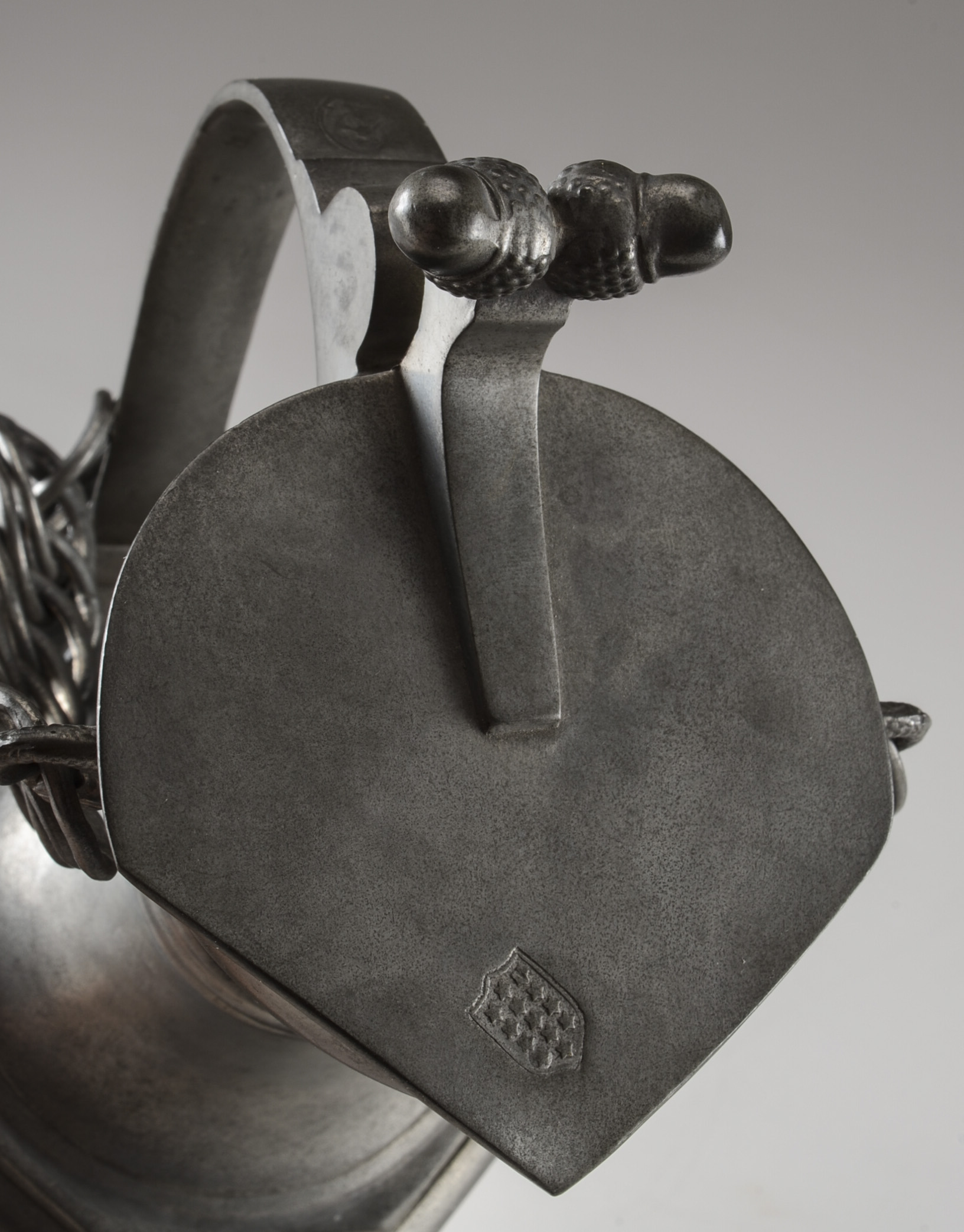 Vintage German Pewter Pitcher with Chain Handle