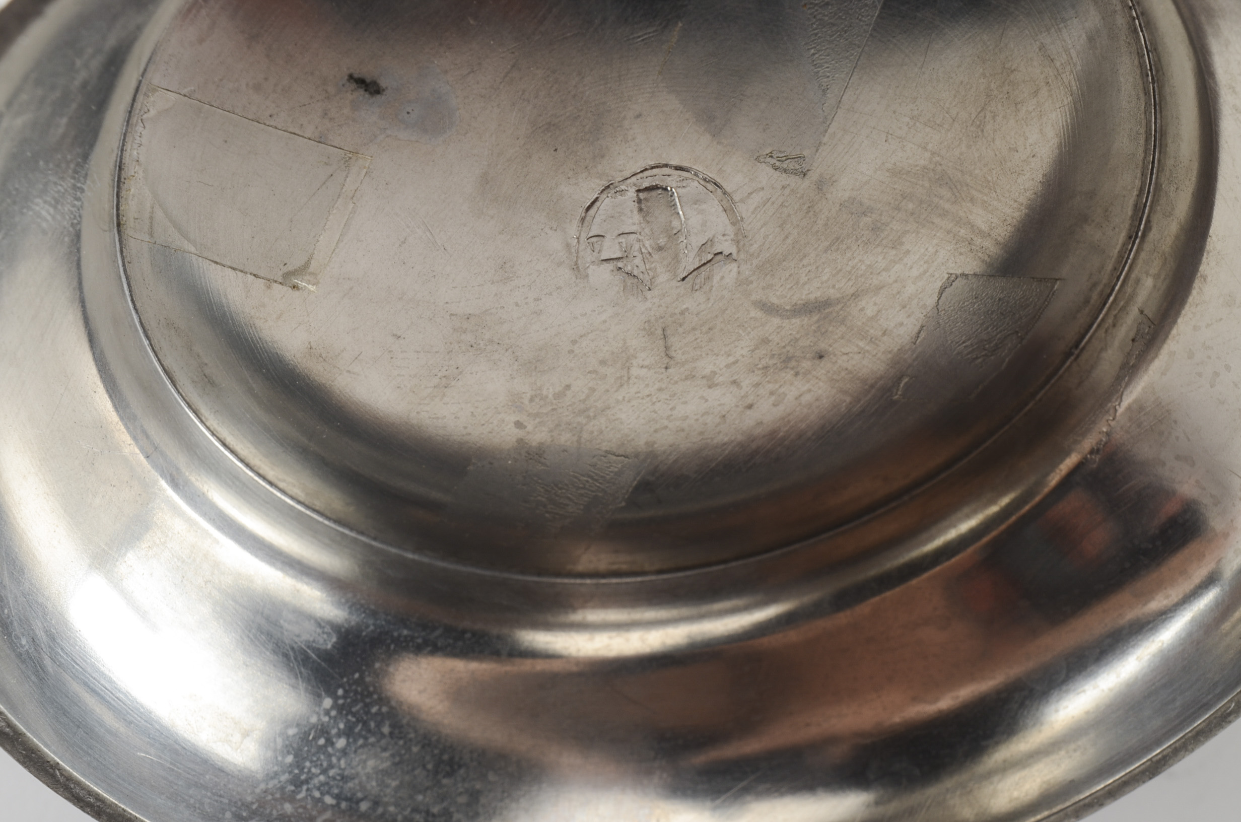 Vintage German Pewter Ram's Head Pitcher with Chain Handle