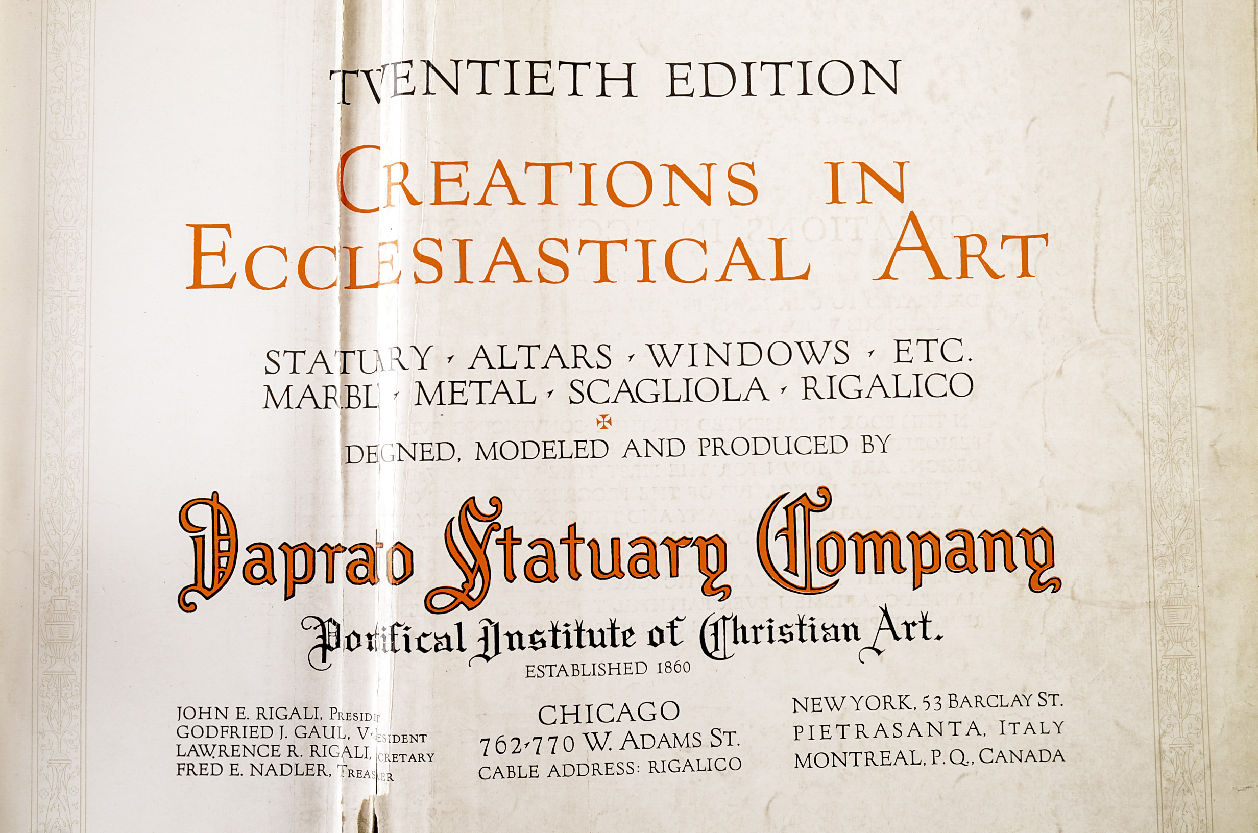 Twentieth Edition "Creations in Ecclesiastical Art" Deprato Statuary Company Catalog