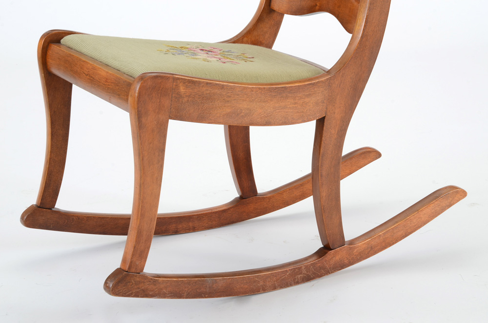 Walnut Rocking Chair with Needlepoint Seat