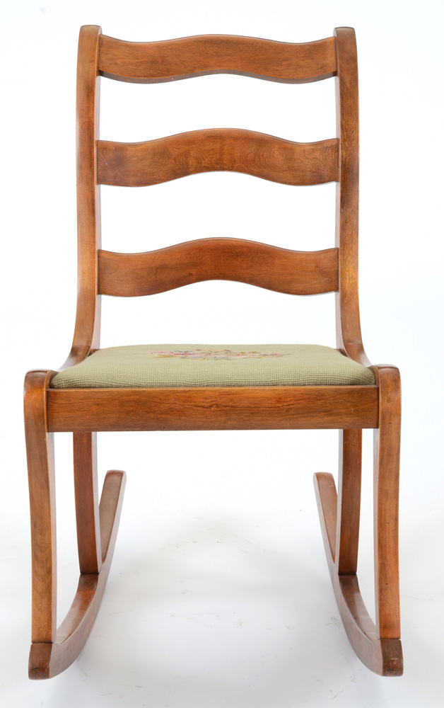 Walnut Rocking Chair with Needlepoint Seat