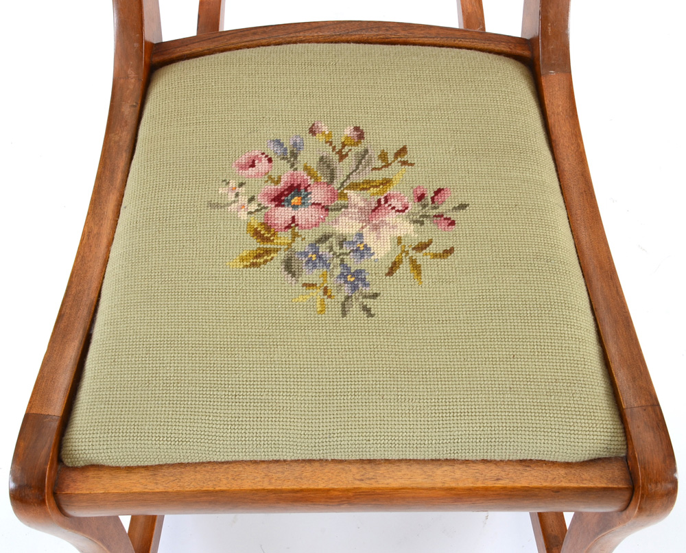 Walnut Rocking Chair with Needlepoint Seat