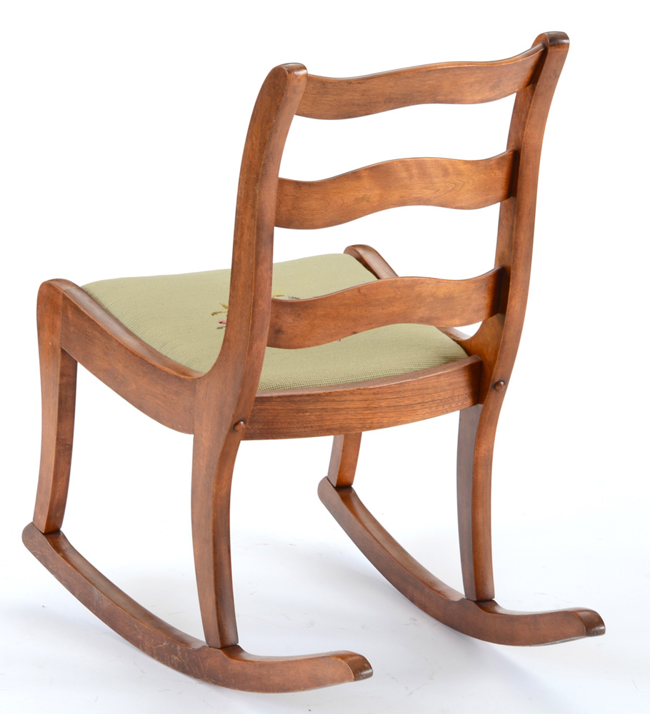 Walnut Rocking Chair with Needlepoint Seat