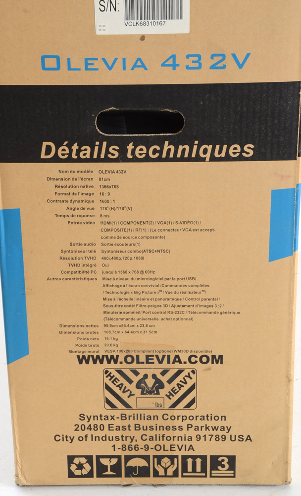 Olevia 32" LCD HDTV Model 432V