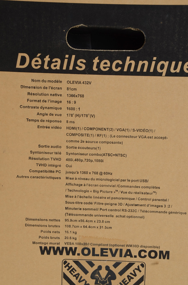 Olevia 32" LCD HDTV Model 432V