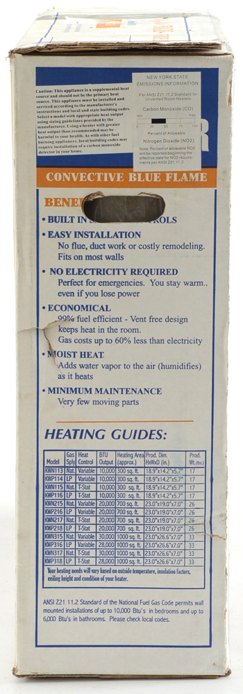 Two Kozy World Vent-Free Gas Heaters Model KWP318