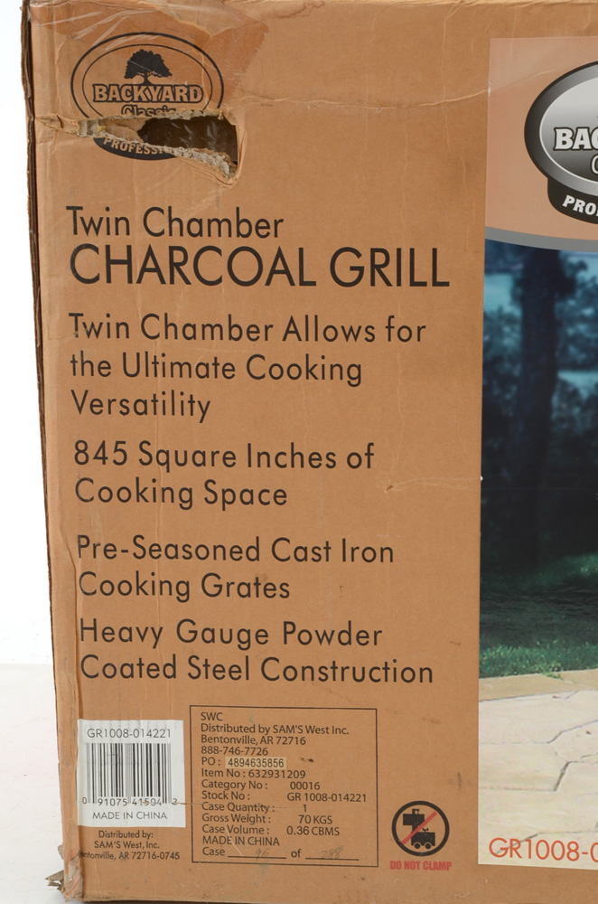 "Backyard Classic Professional" Twin Chamber Charcoal Grill