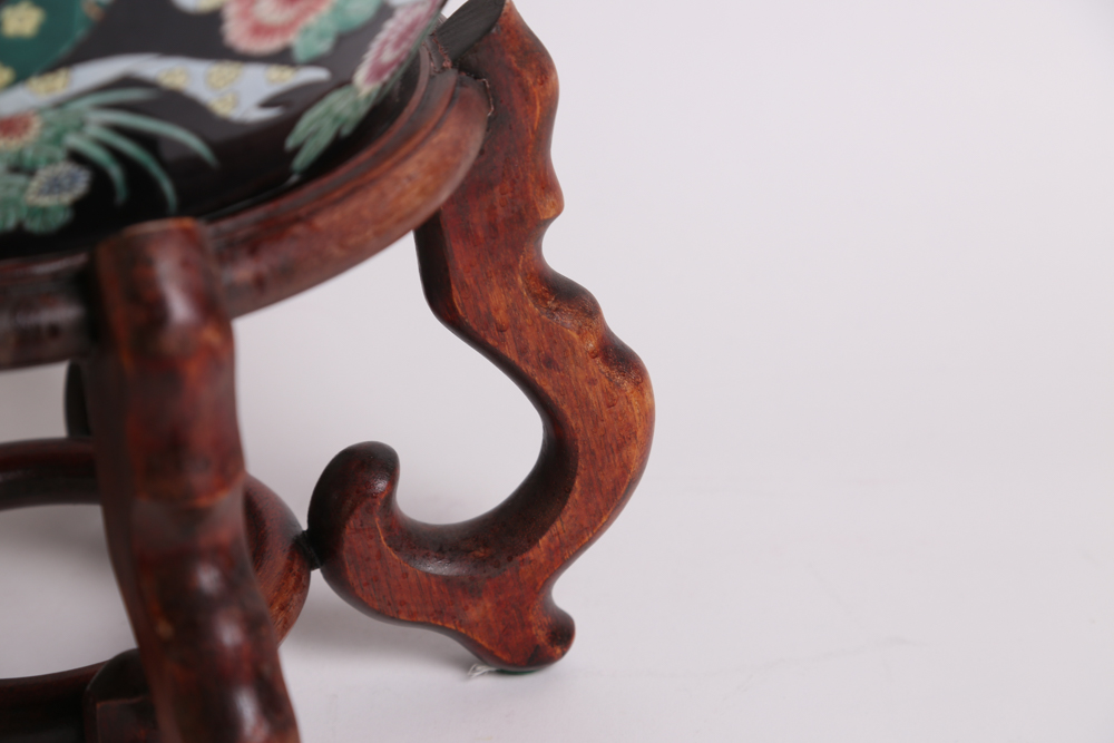 Chinese Famille Noire Style Jardinière on Stand
