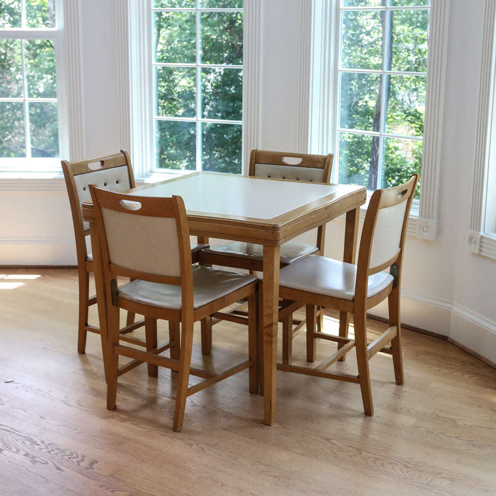 Norquist Products Vintage Folding Table with Four Chairs