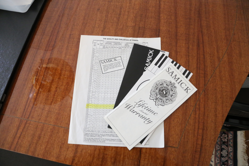 Samick Black Lacquer Upright Piano with Bench