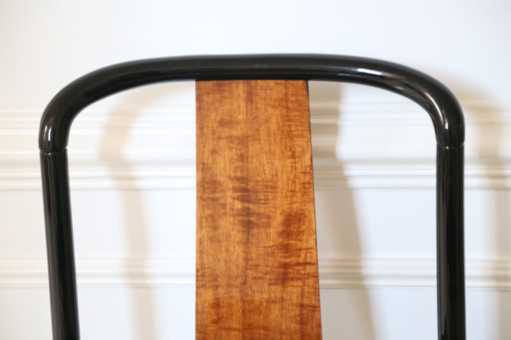 Six Henredon Elan Koa Wood and Black Lacquer Dining Chairs