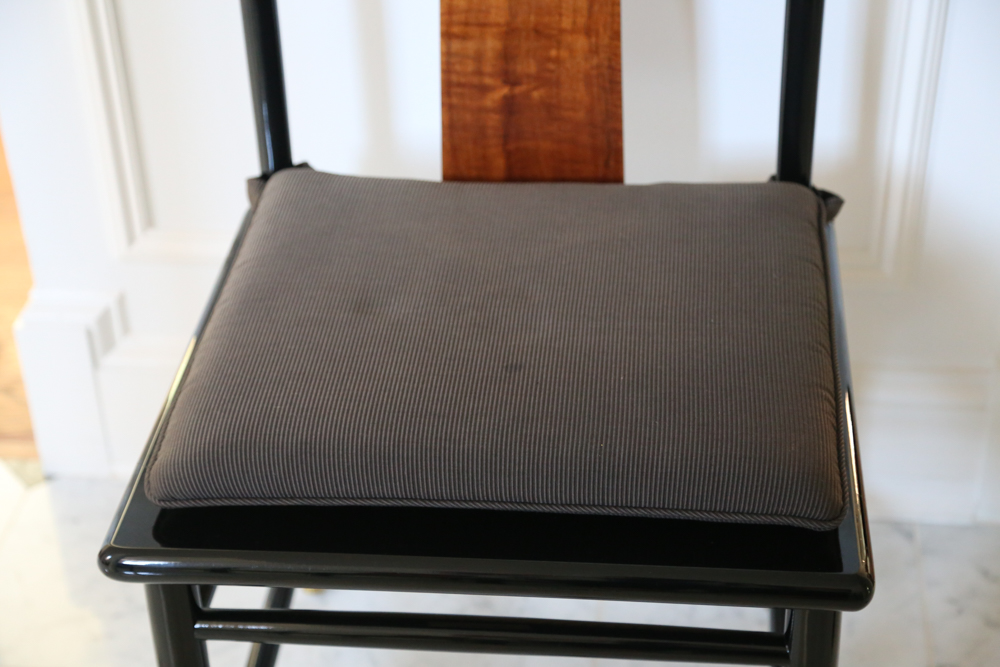 Six Henredon Elan Koa Wood and Black Lacquer Dining Chairs