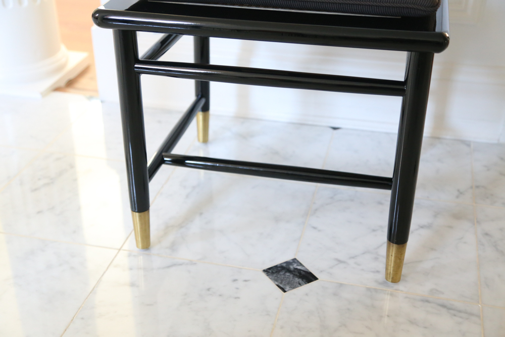 Six Henredon Elan Koa Wood and Black Lacquer Dining Chairs