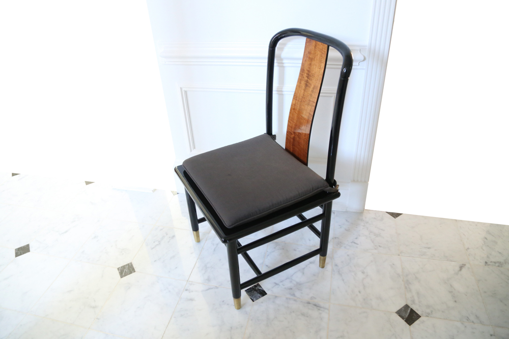 Six Henredon Elan Koa Wood and Black Lacquer Dining Chairs