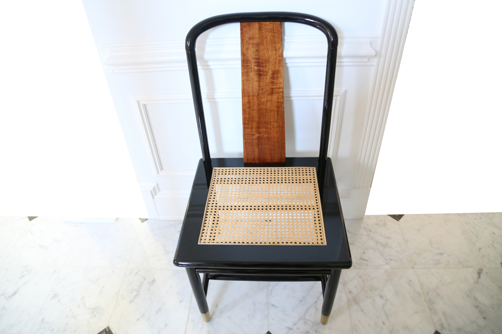 Six Henredon Elan Koa Wood and Black Lacquer Dining Chairs