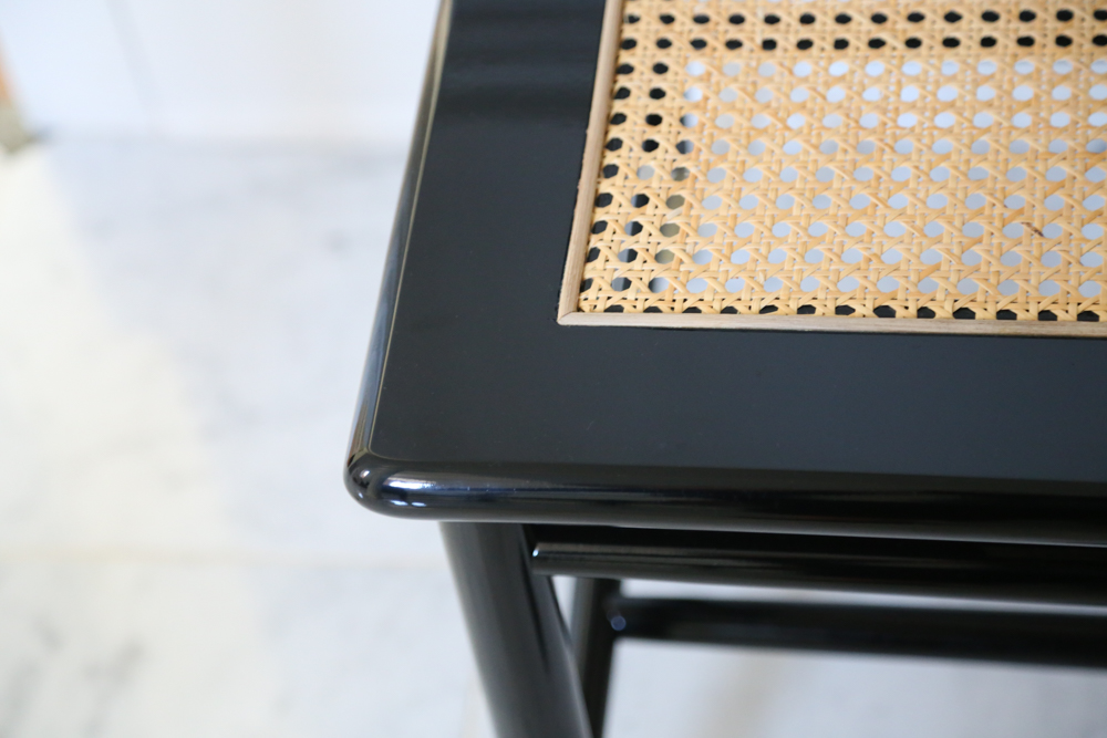 Six Henredon Elan Koa Wood and Black Lacquer Dining Chairs