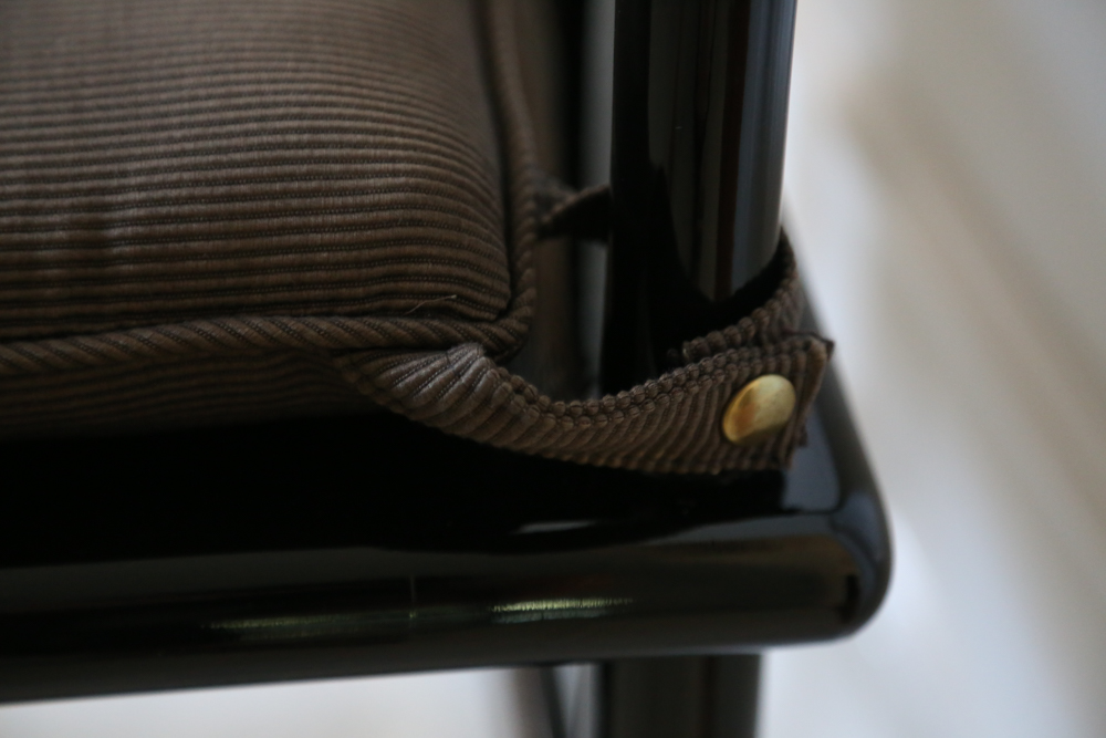 Six Henredon Elan Koa Wood and Black Lacquer Dining Chairs