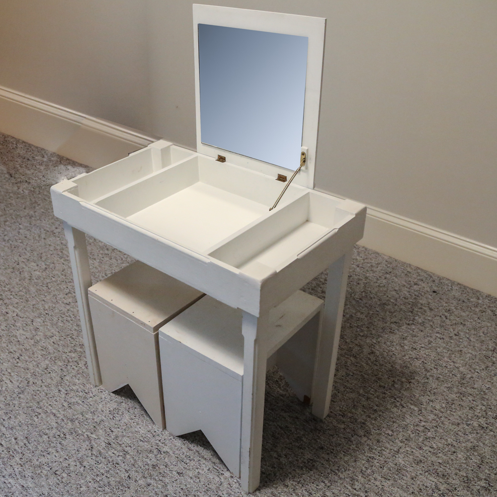 Vintage Child's Vanity with Two Stools