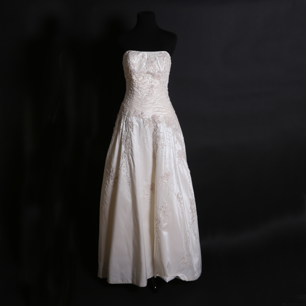 Demetrios Beaded Appliqué Strapless A-Line Wedding Gown