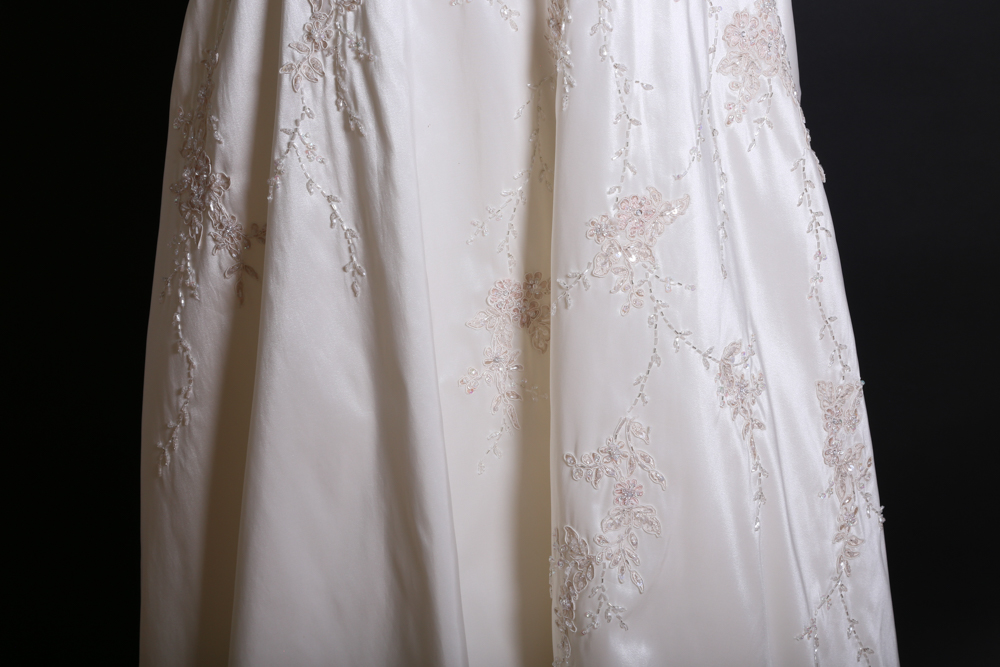 Demetrios Beaded Appliqué Strapless A-Line Wedding Gown