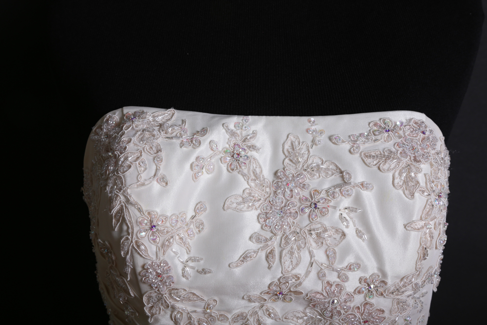 Demetrios Beaded Appliqué Strapless A-Line Wedding Gown