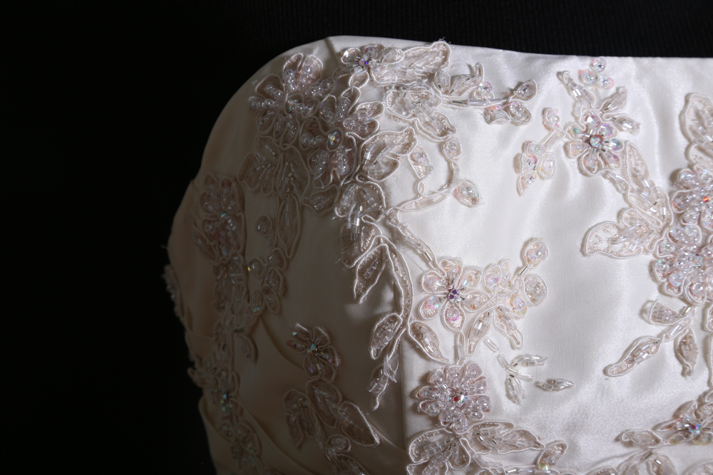 Demetrios Beaded Appliqué Strapless A-Line Wedding Gown