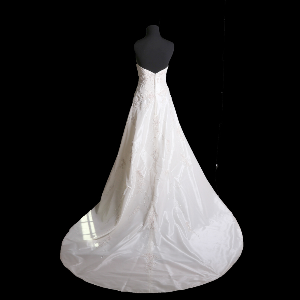 Demetrios Beaded Appliqué Strapless A-Line Wedding Gown