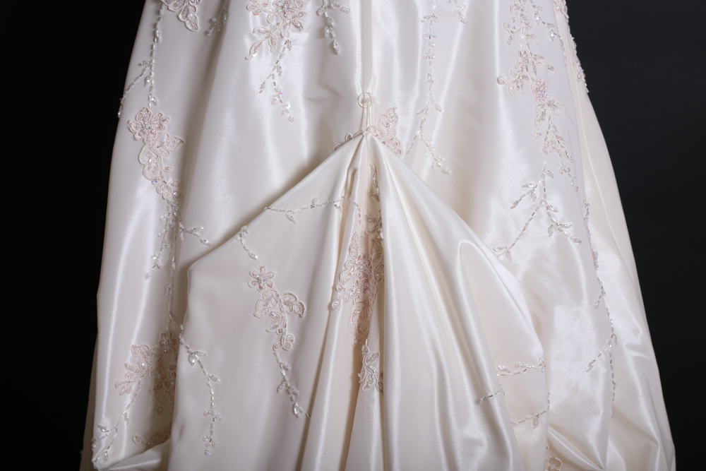 Demetrios Beaded Appliqué Strapless A-Line Wedding Gown