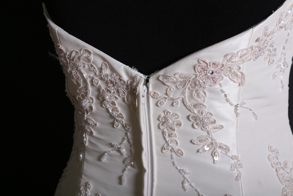 Demetrios Beaded Appliqué Strapless A-Line Wedding Gown