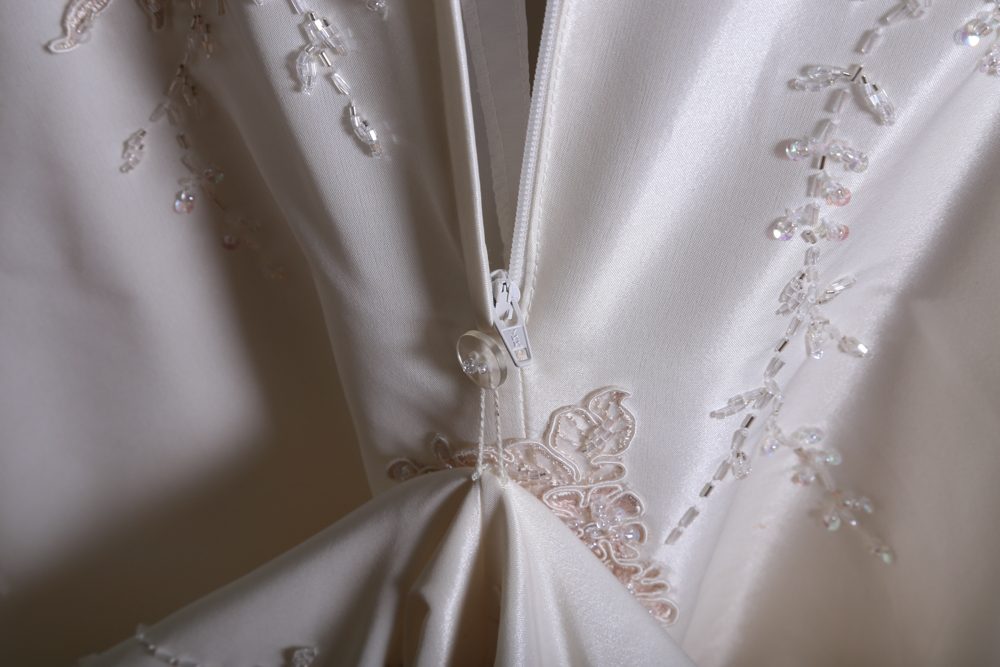 Demetrios Beaded Appliqué Strapless A-Line Wedding Gown