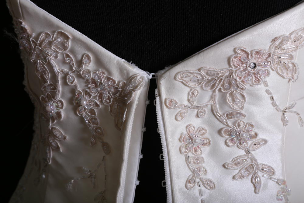 Demetrios Beaded Appliqué Strapless A-Line Wedding Gown