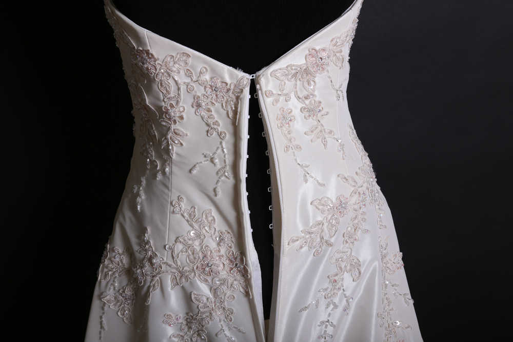 Demetrios Beaded Appliqué Strapless A-Line Wedding Gown