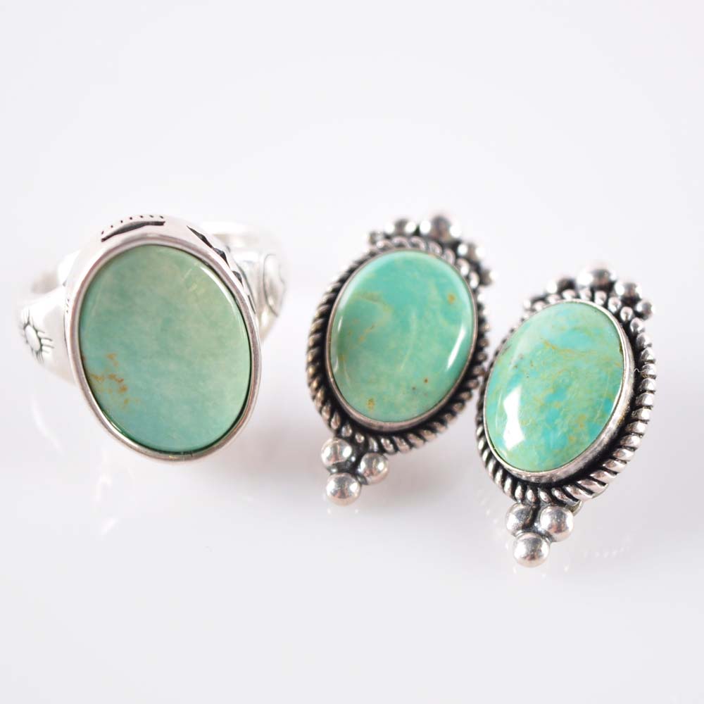 Sterling and Turquoise Ring and Earring Set