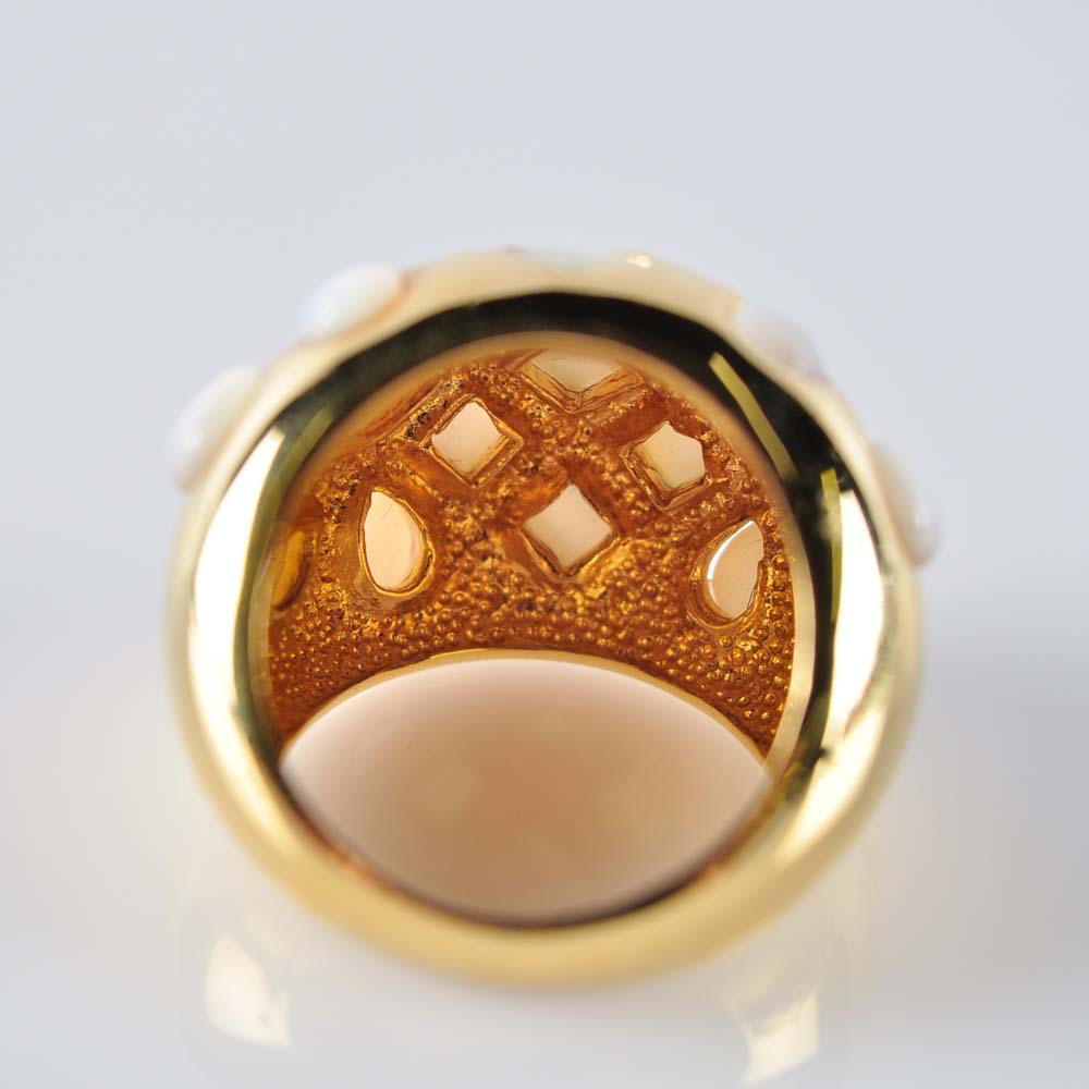 Honeycomb Mother of Pearl Ring