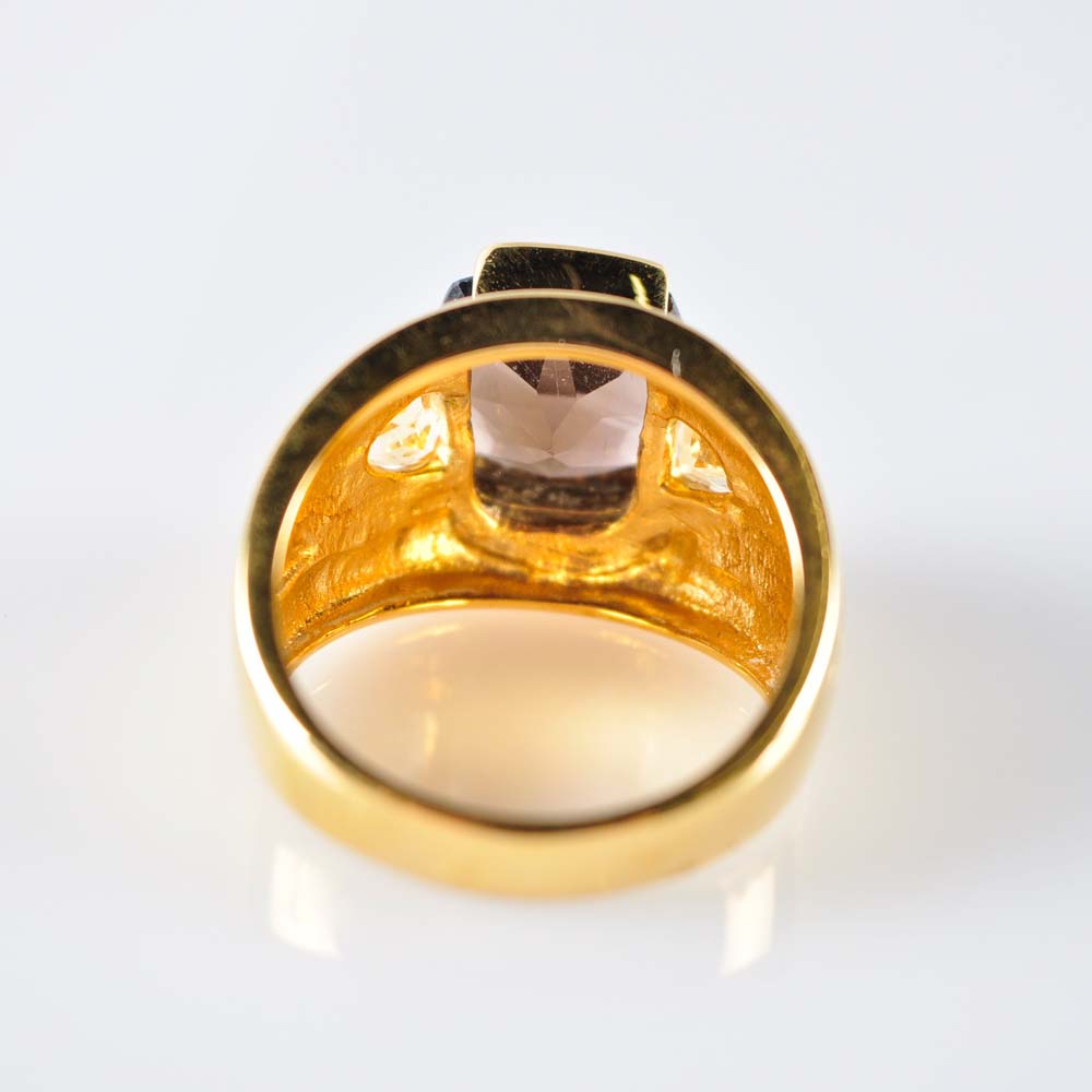 Smoky Quartz and Citrine Ring