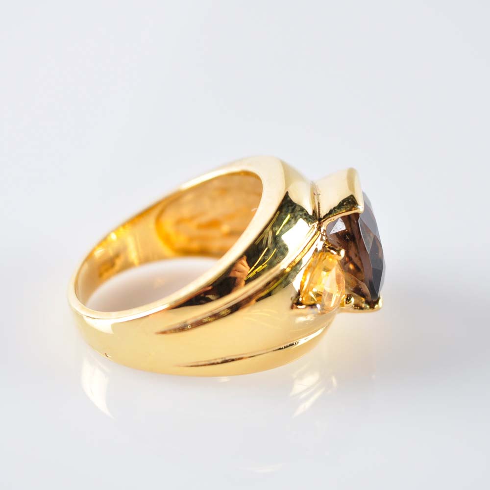 Smoky Quartz and Citrine Ring