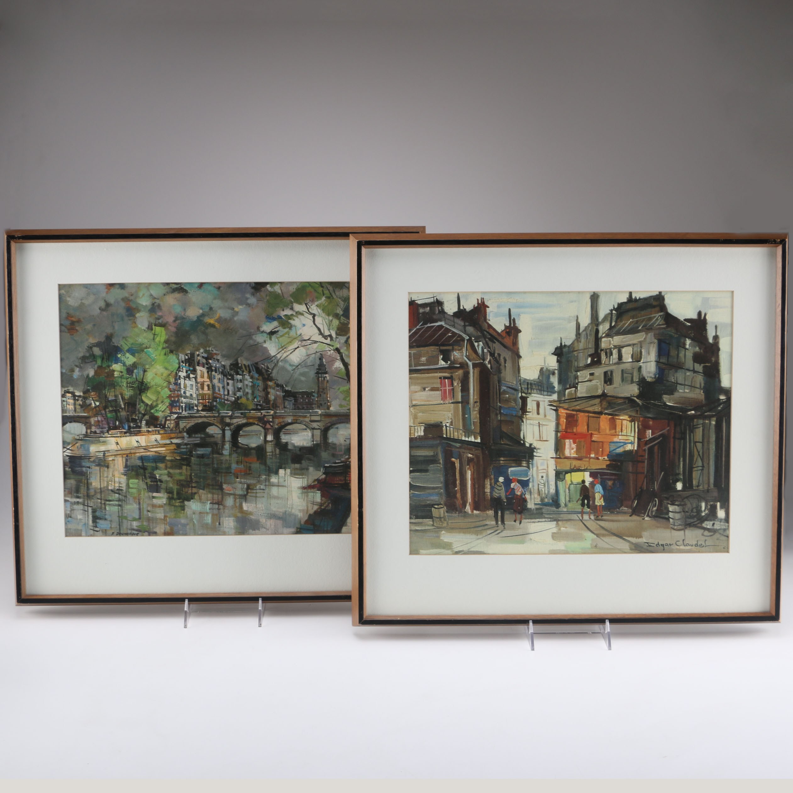 Mid- Century Edgar Claudel and F. Doumerque Offset Lithographs of Paris