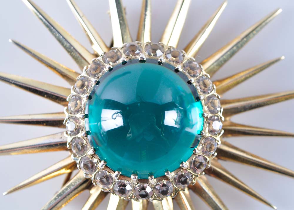 Large Sunburst Sterling Brooch