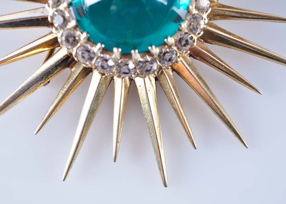 Large Sunburst Sterling Brooch