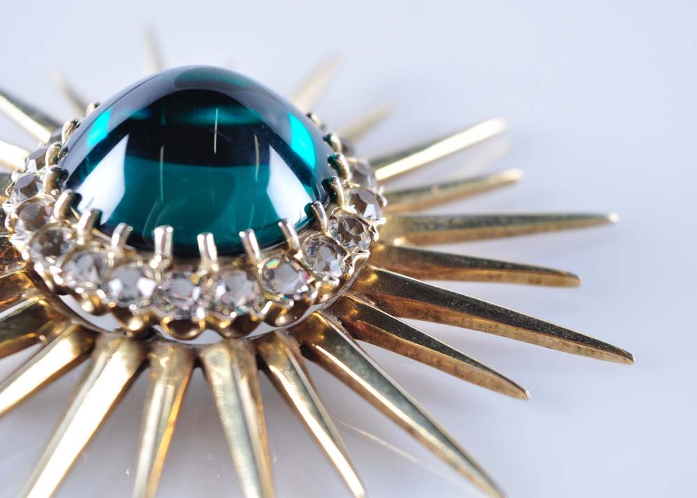 Large Sunburst Sterling Brooch