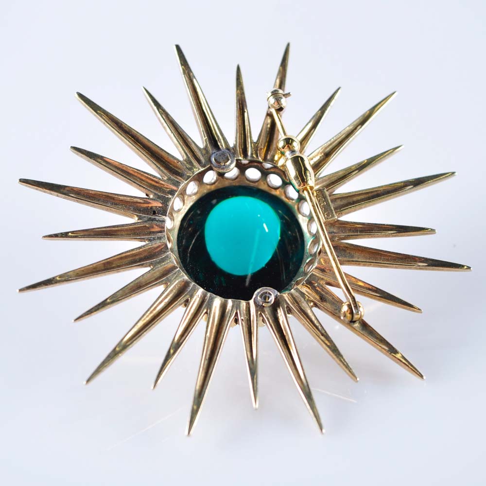 Large Sunburst Sterling Brooch