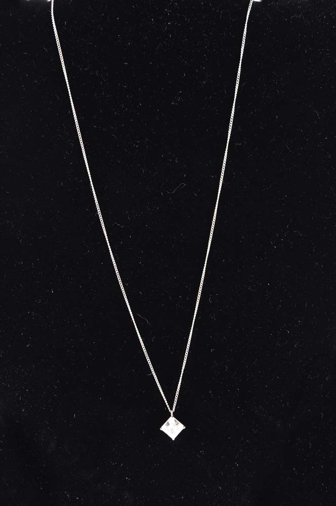 Sterling Silver and Colorless Stone Necklace