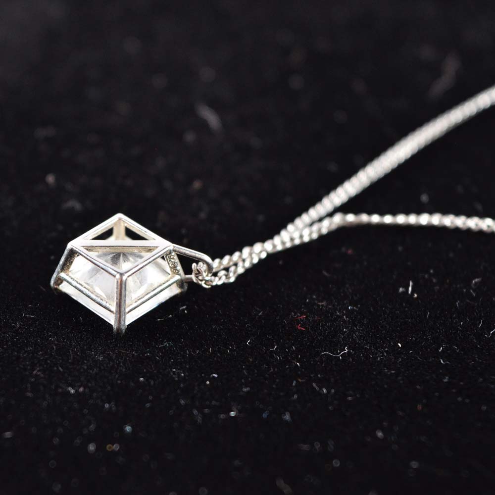 Sterling Silver and Colorless Stone Necklace