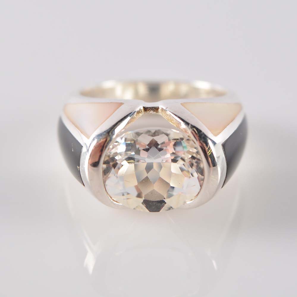 Quartz and Onyx Ring