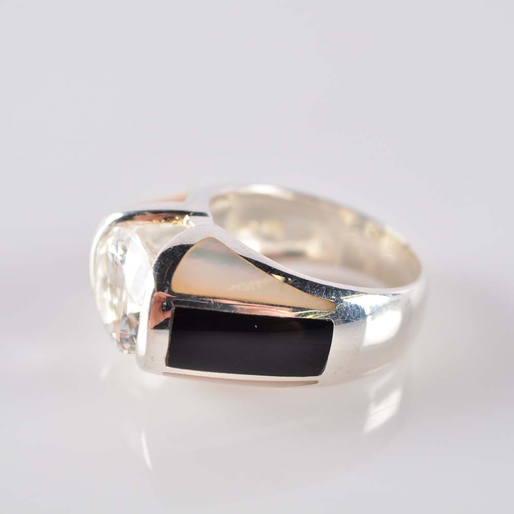 Quartz and Onyx Ring