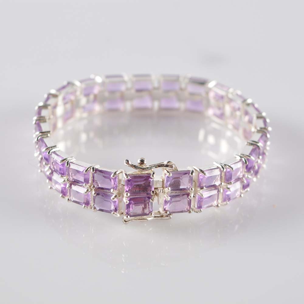 Amethyst and Blue Topaz Bracelets