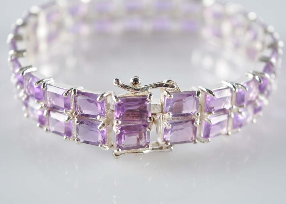Amethyst and Blue Topaz Bracelets