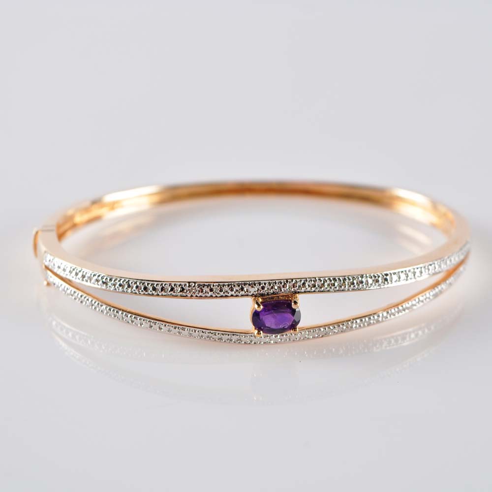Sterling Silver and Amethyst Bangle