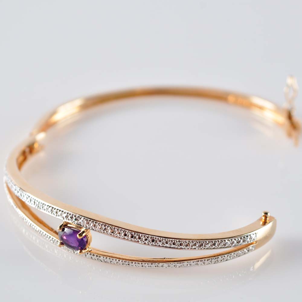 Sterling Silver and Amethyst Bangle