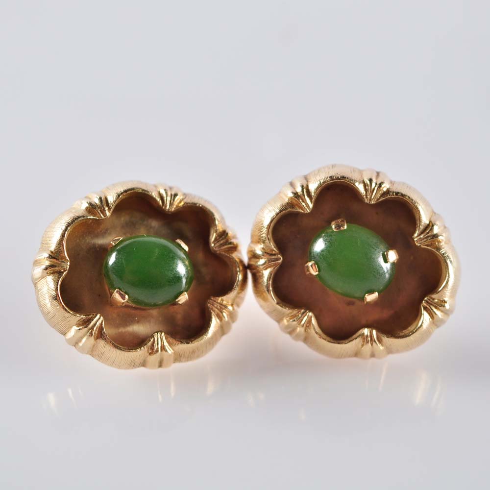 14K and Nephrite Earrings
